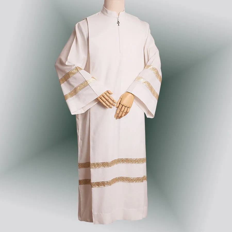 Religon Costumes White Altar Server Robe Alb with Pleats Catholic Worship Vestments for Men Fast Shipment