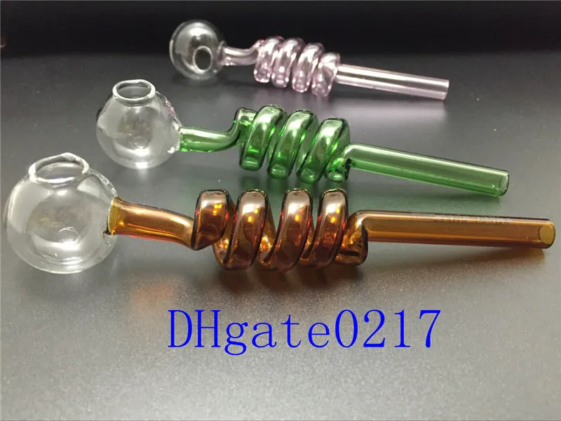 2 pc/lot grands tuyaux en verre en spirale Pyrex tuyaux de brûleurs à mazout en verre incurvé avec différents tuyaux de fumée de tuyau d'eau d'équilibrage de couleur