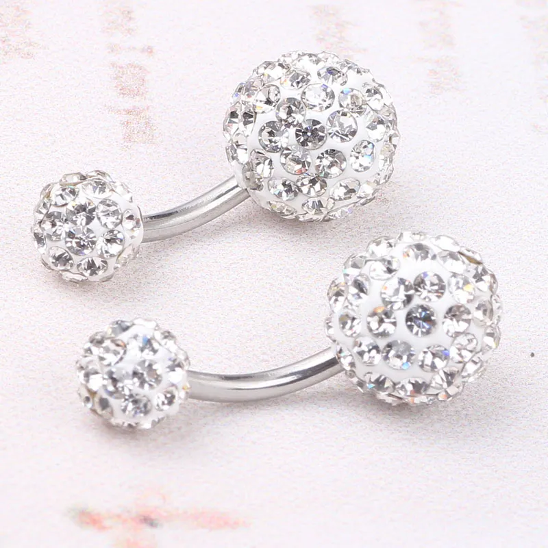 Belly Button Ring B03 Clear Color lot 610 мм Shamballa Body Piercing Piercing Piercing может быть серьгами из нержавеющей стали с Cry3284644