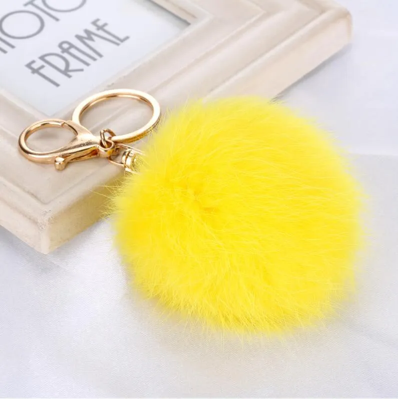 Moda Słodkie Prawdziwej Skóry Rabbit Fur Ball Pluszowy Breloczek Łańcuch Do Samochodu Key Bag Ring Torba Wisiorek Keychain Złoty Srebrny Łańcuch 8 CM