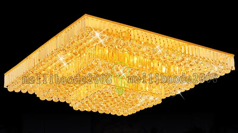 TOP19 Moderne Woonkamer Kroonluchters Sfeer Gouden Rechthoek / Vierkante Crystal Lamp Slaapkamerverlichting Verlichting Plafond Restaurant Dineren Kamer Villa's