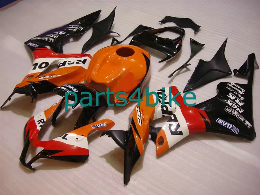 Formowanie wtryskowe Części motocyklowe dla HONDA WŁAŚCICZENIA CBR600RR 2007 2008 Black Orange Repsol Niestandardowy Zestaw Głośności CBR 600RR F5 07 08 LY32