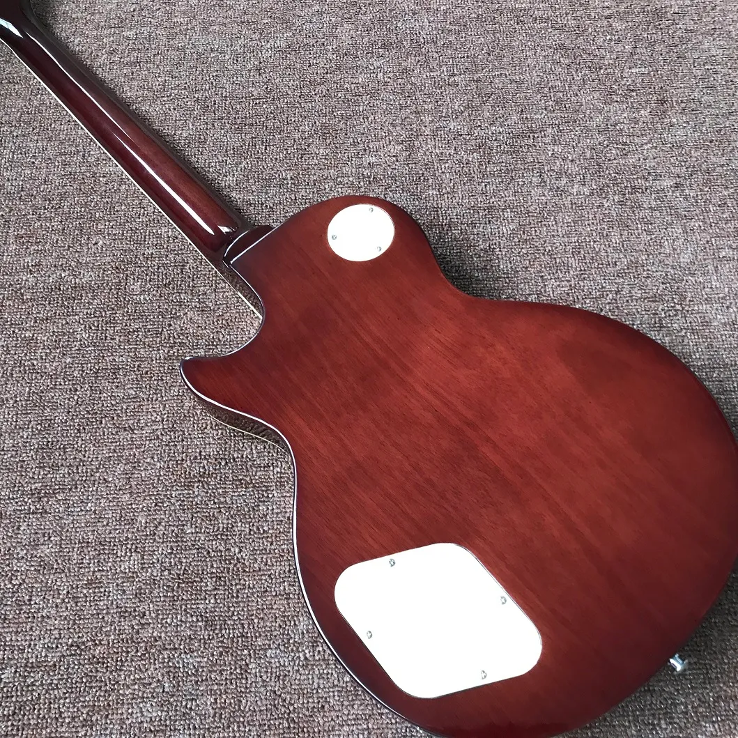 Nieuwe collectie Hot Selling Aangepaste winkel Elektrische gitaar in bruine kleur met chromehardware, kleurrijke inlays, hoge kwaliteit guitarra