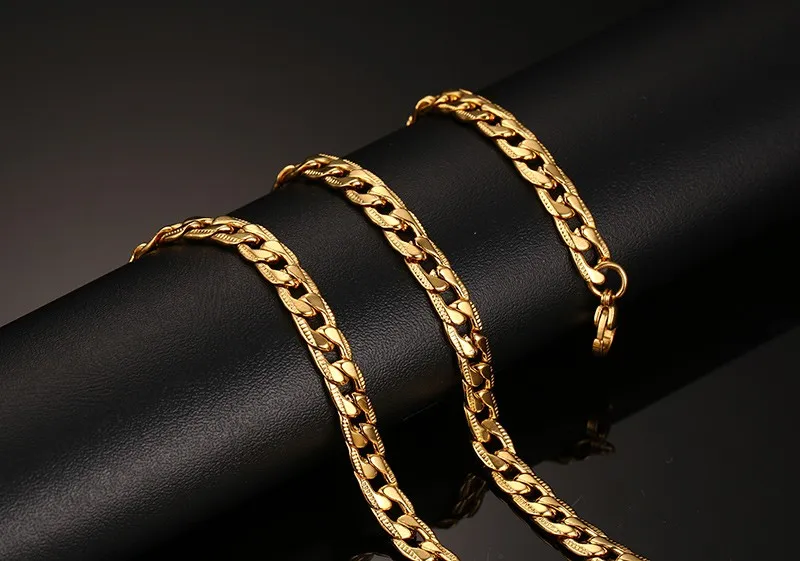 Custom 18K Gold Filled Necklace For Women Men Stainless Steel Snake Chain 2024inch Wholesale DIY Jewelry (5)