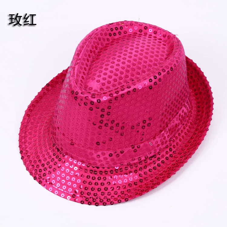 20 pezzi! Cappelli jazz con paillettes alla moda Cappelli TOP uomo donna Elegante berretto da ballo con paillettes trilby la festa di Natale