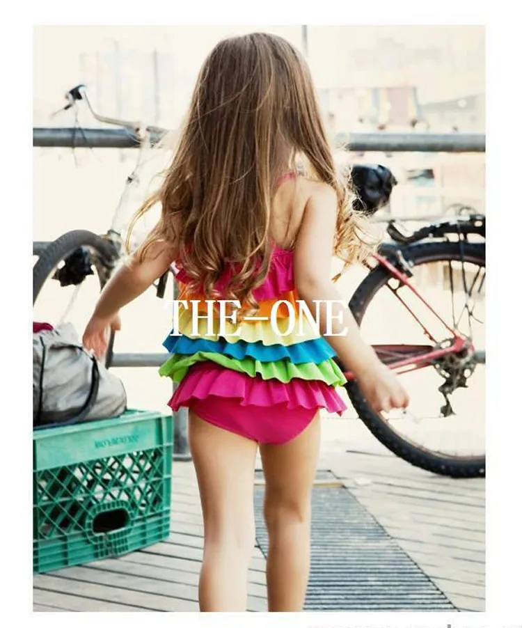 rainbow swimsuit girl swimsuit swimwear kids girl one piece swimsuit bathing suit one piece swimsuit Cake layered Swimsuit 