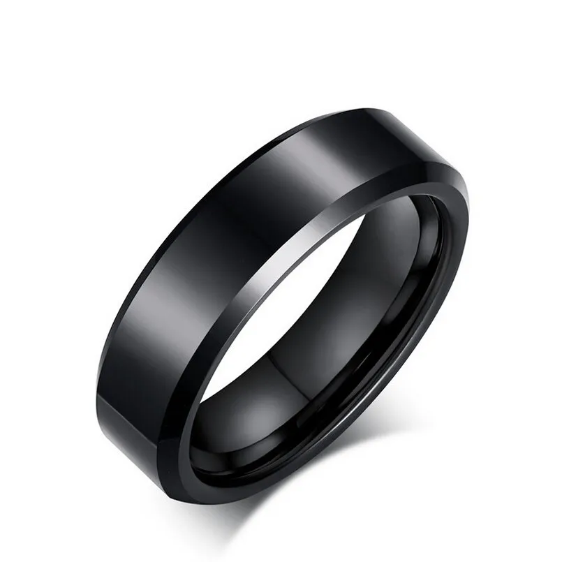 Livre Gravura Personalizada 6 MM Simples Simples Tungsten Carbide Engagement Wedding Rings - Prata, Preto