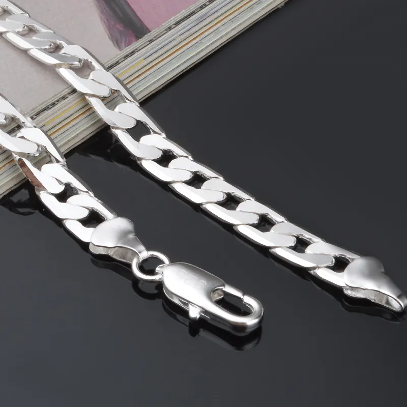 HOT 925 Sterling Silver Plated 8mm 16 '' 18 '' 20 