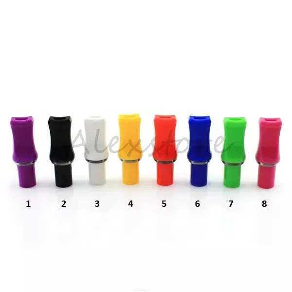 6 Styles Plastiska dropptips 510 EGO TRÅD DRIP TIP Färgstark munstycke Flat Drip Trip Transparent Driptip till salu Clearomizer Rda Vape