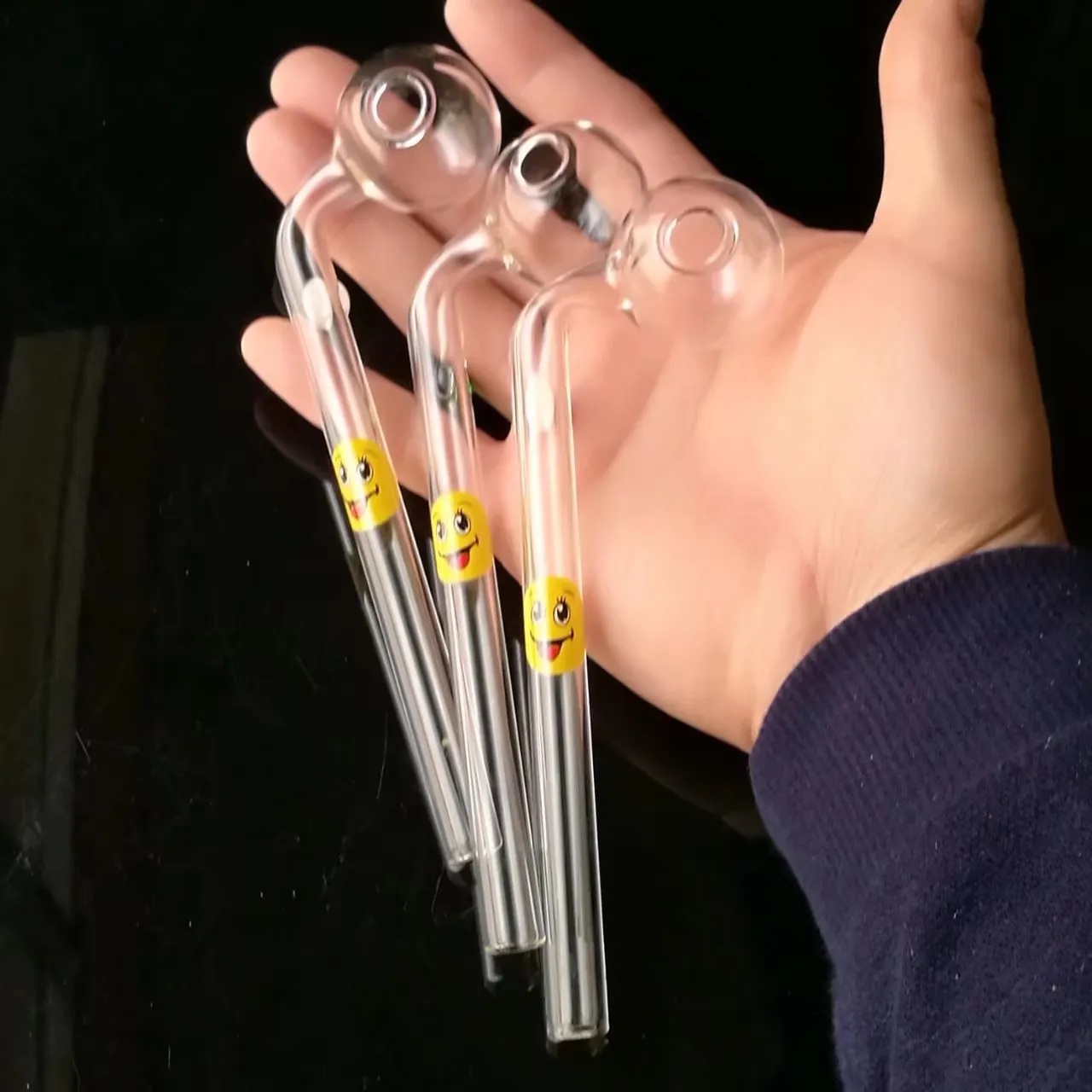 Wholesale glass water pipe, face long curved pot glass burner, 