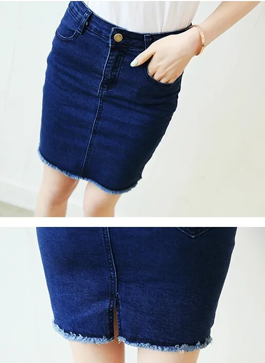 2016 Женская одежда лето джинсовые юбки женщина сексуальная Высокая Талия пролитый дамы тонкий карандаш мини короткие джинсы юбки для женщин