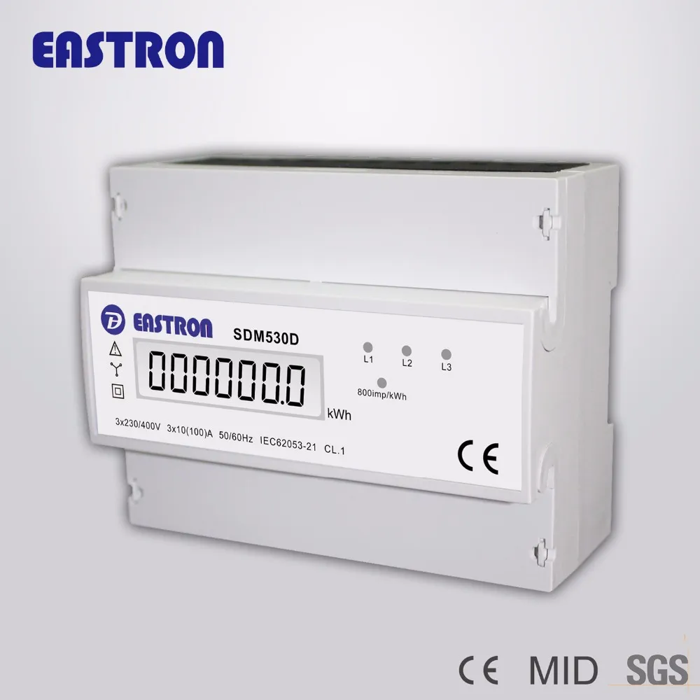 Groothandel-SDM530D Drie fasen vierdraads DIN Rail Energiemeter, kWh digitale energiemeter, met LCD-