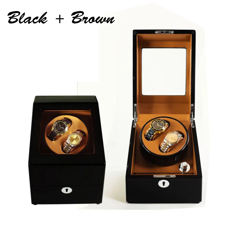 DHL / FedEx / UPS Enviar 4 cores Luxo Wooden Watch Winder WristWatch Box Rotary Automatic Retating Watch Winder Display Winder Brilho Piano Pintura