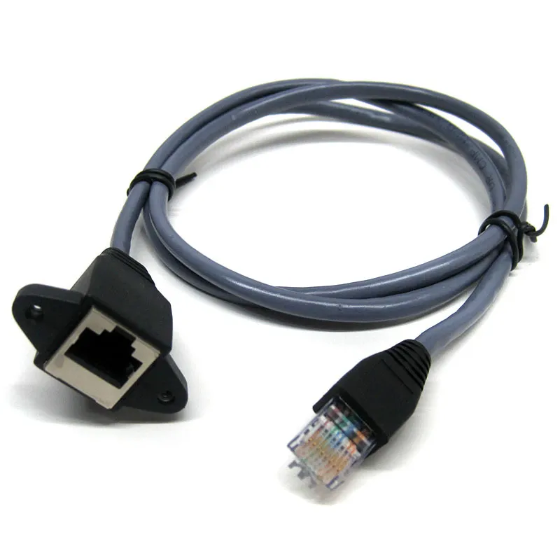 Venta caliente 100 unids 30 CM RJ45 Cat5 macho a hembra Ethernet LAN Tornillo montaje en panel Cable de cable de extensión de red