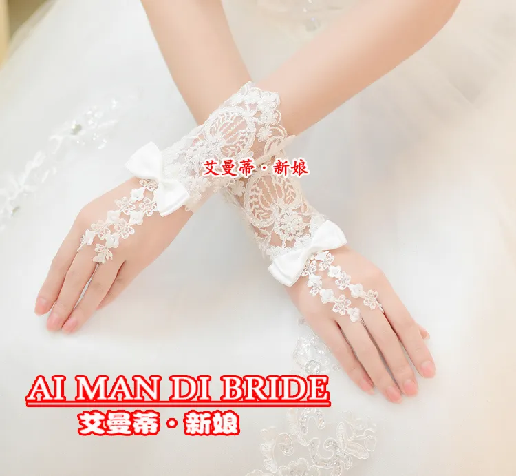 Красивые белые прозрачные кружевные свадебные перчатки без пальцев, бальные перчатки, аксессуары для свадебного платья, Новое поступление9889901