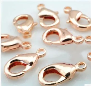 14mm cor-de-rosa banhado a ouro fecho de lagosta DIY descobertas de jóias fazendo para pulseira colar acessórios clasps