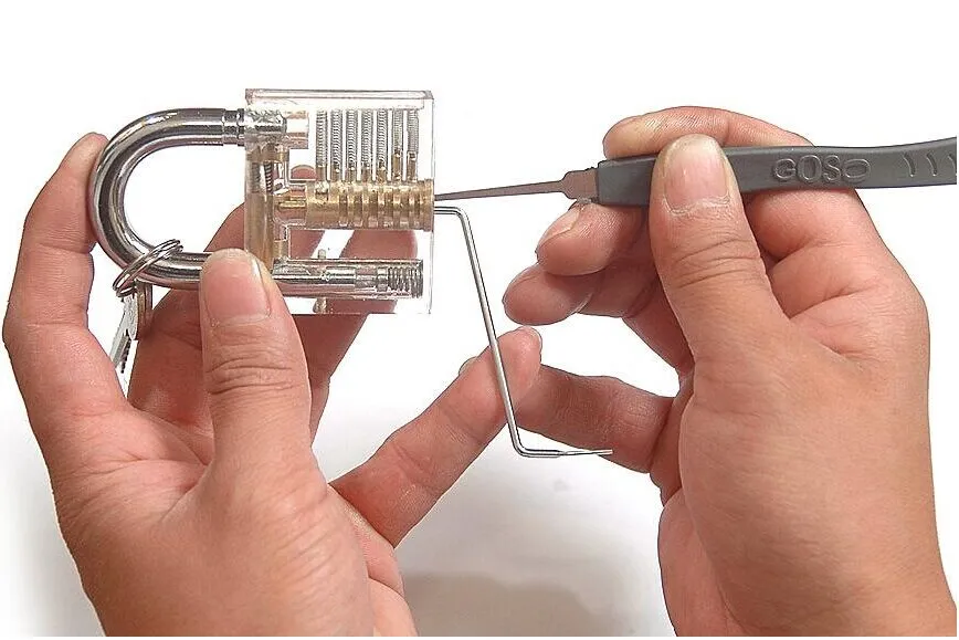 Hot Professional Cutaway Inside View of Practice Padlocks, Lock Training Trainer Skill Pick For Locksmith med två nycklar Låssmedverktyg