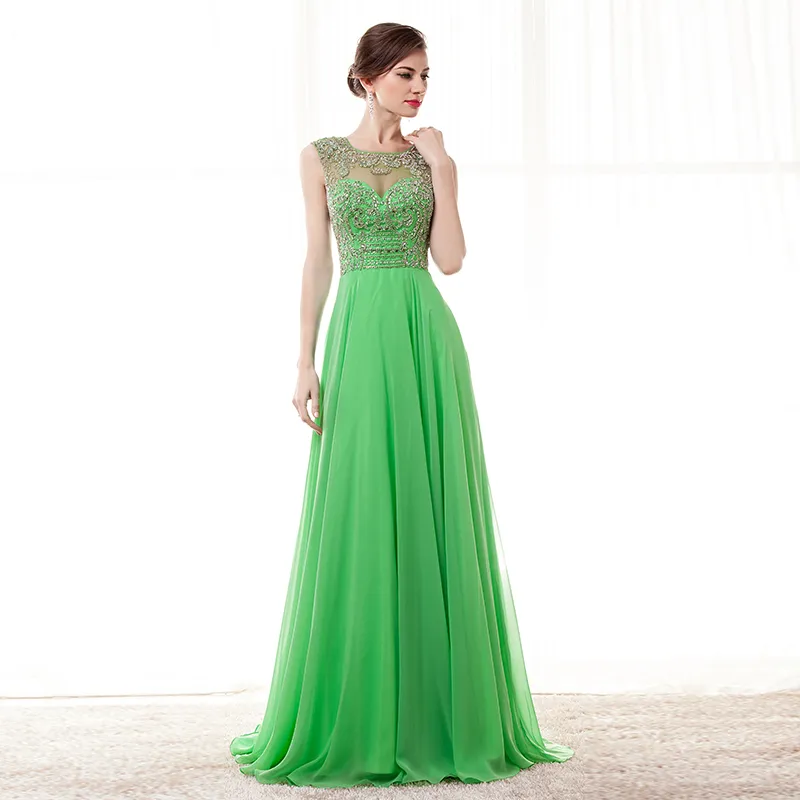 2016 Moda Manzana Verde Prom Vestidos Largos Vestidos De Noche Formal