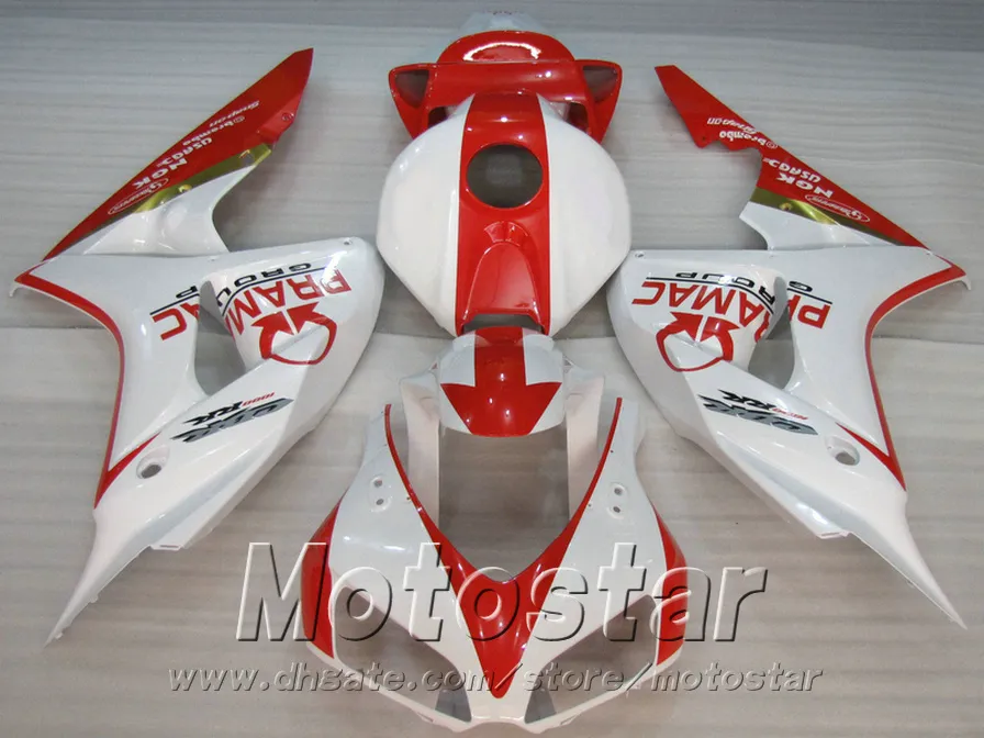 Injectie Molding Fairing Kit voor HONDA CBR1000RR 06 07 ROOD WIT CBR 1000 RR 2006 2007 Verklei Set VV22