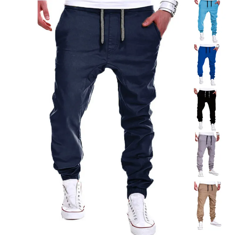 Wholesale Mens Pants Solid Color Elastic Cross Sweatpants Breathable ...