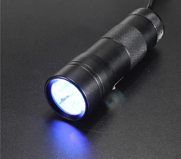 Free DHL,395-400NM Ultra Violet UV Light Mini Portable 12 LED UV Flashlight Torch Scorpion Detector Finder Black lightUV-12