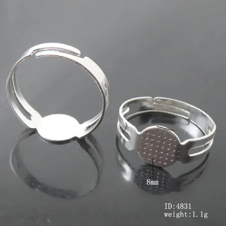 Beadsnice Iron adjustable ring base with 8x7.5mm pad ring blanks for costume jewellery ID 4831