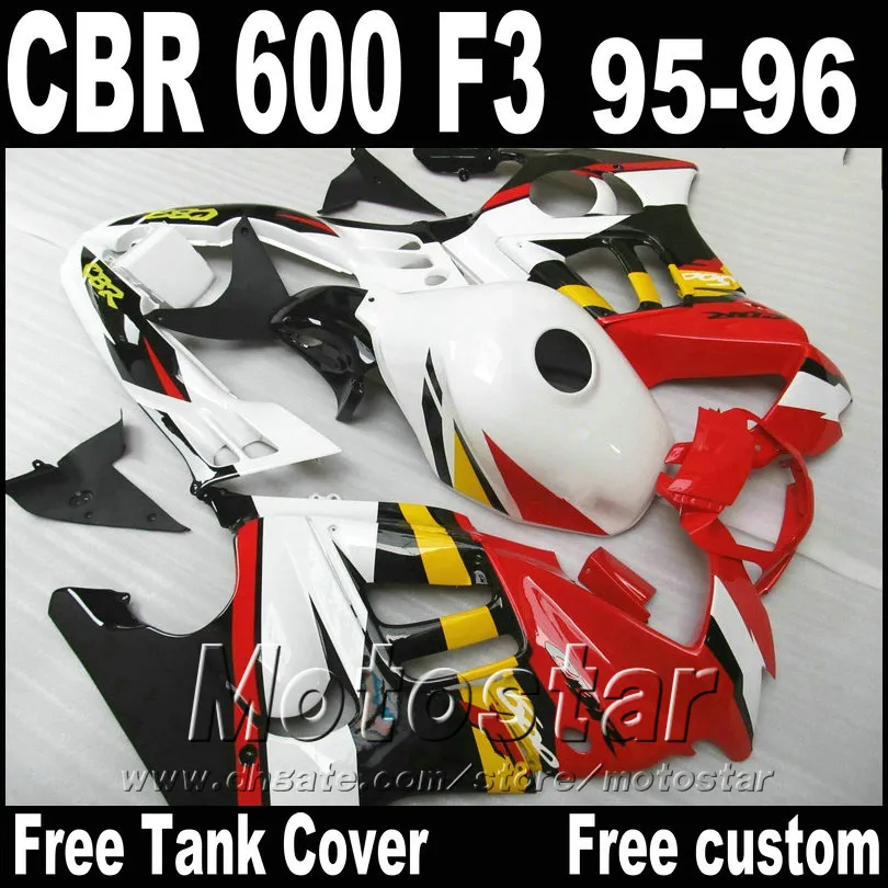 kits de corpo carenagem completa para Honda CBR600 F3 1995 1996 vermelhos carenagens preto branco CBR 600 F3 95 96 partes da motocicleta