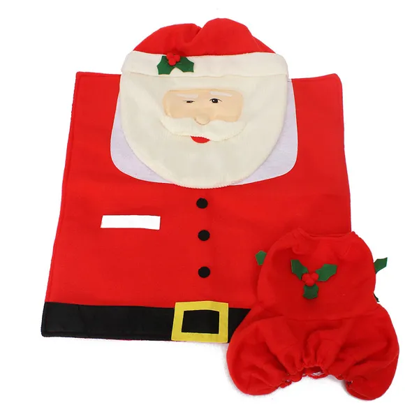 High Quality Red Santa Toilet Seat Cover And Rug Set 2015 New Year