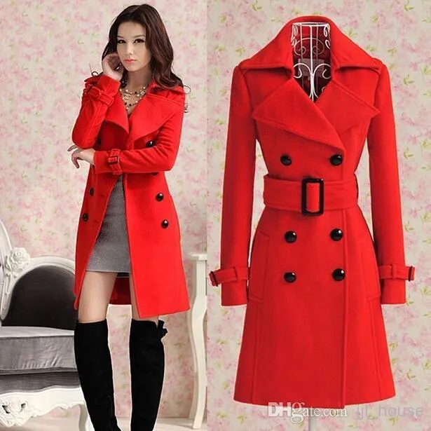 Hot 2014 Fashion New Womens Ladies Celebrity Red Blue Slim Warm Winter ...