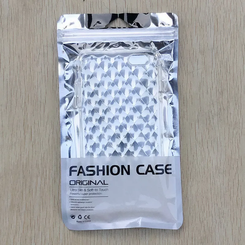 11 * 19 12 * 21.5 13 * 23 cm claro + saco de zíper de alumínio tampa do telefone móvel caso varejo zipper top poli PP OPP saco de embalagem de plástico para samsung huawei