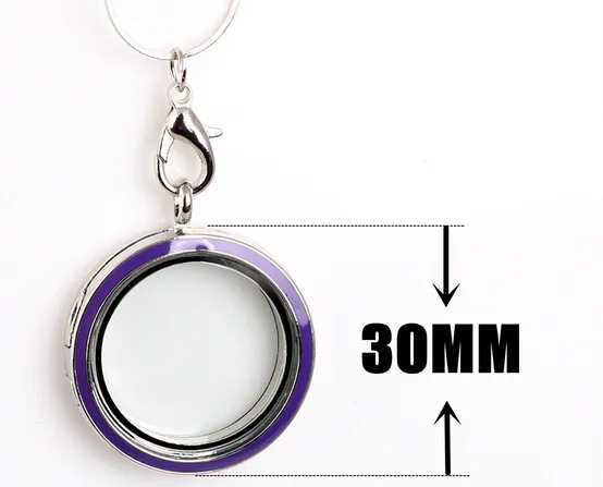 Gratis frakt Ny 10st / mycket 30mm runda färgglada vanliga magnetiska glasflytande Charms Locket Pendant Wholesale