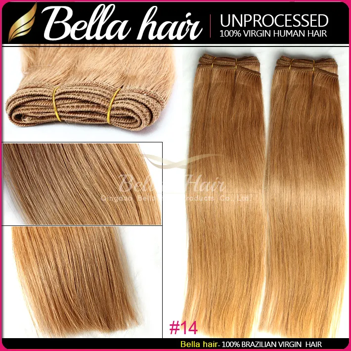 Högsta kvalitet ljus bruna brasilianska hår malaysiska indiska peruanskahuman hår väftförlängningar 100g / st gratis frakt bella hår