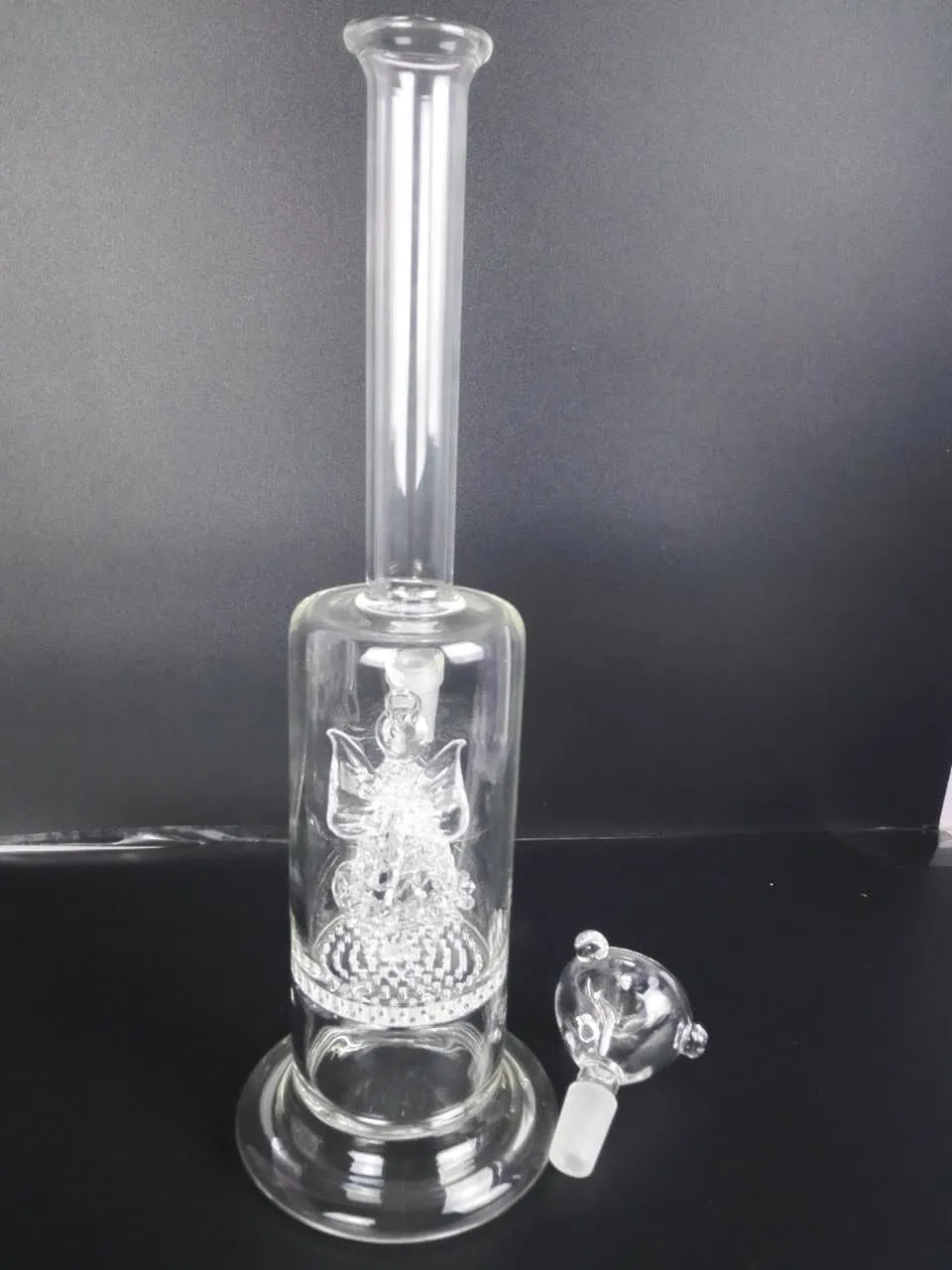 haut: 27cmCellular verre soie ange inscrit verre conduites d'eau bongs en verre avec joint de 14mm blanc livraison gratuite