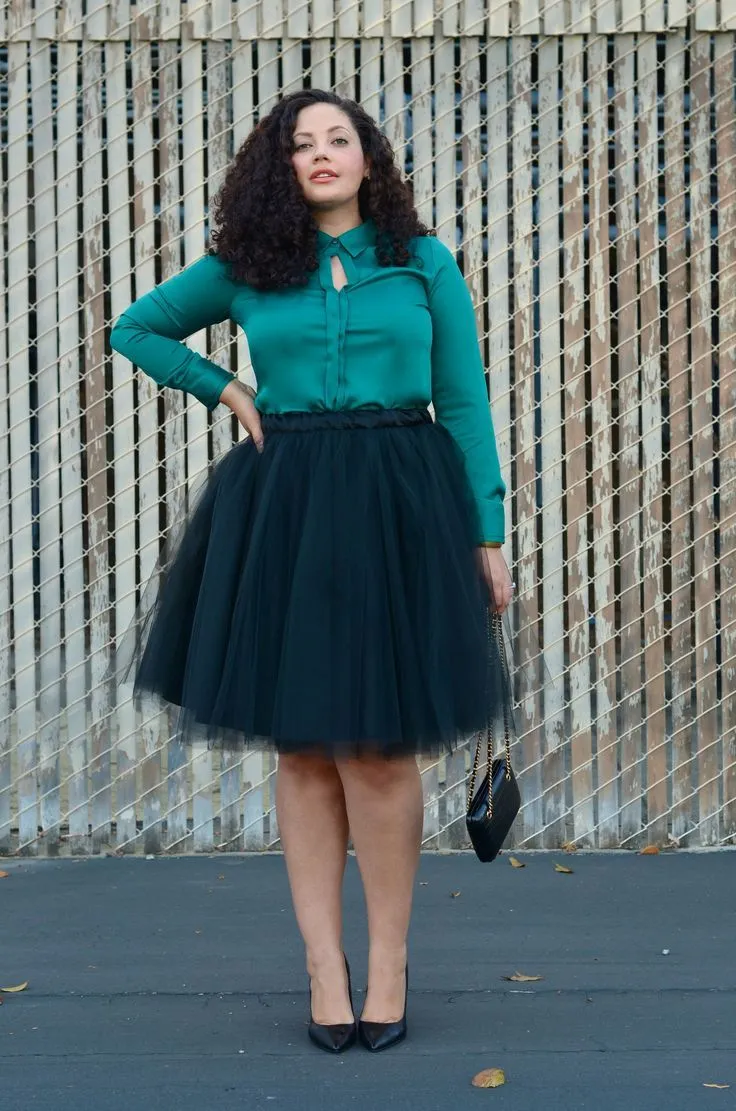 High Waist Plus Size Skirts Soft Tulle Pleated Knee Length Summer Skirts