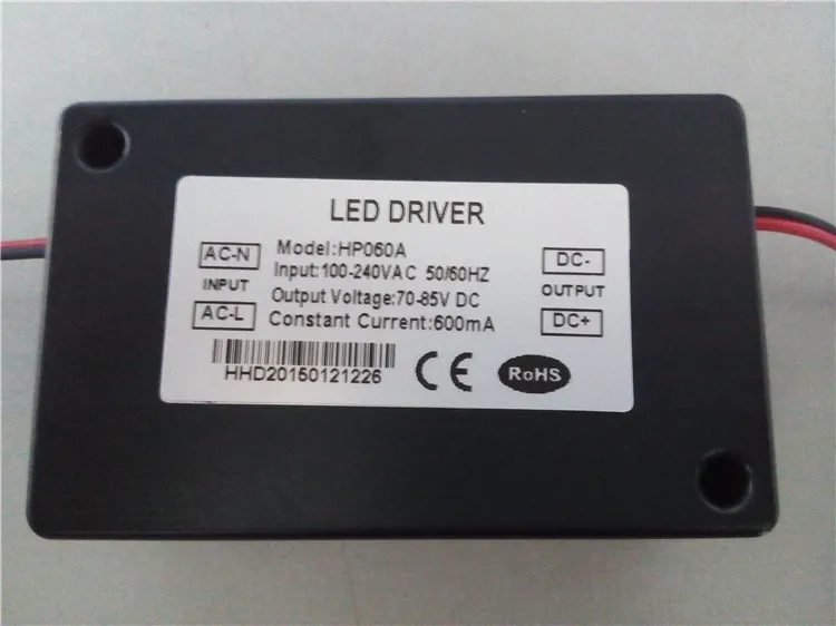 LED Grow Light Power Supply 45W Output 70 85V DC Current 600mA Input AC