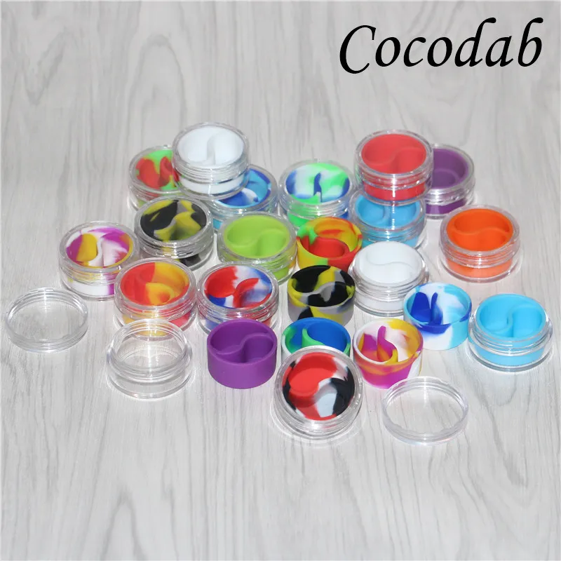 10ml Clear Acrylic Silicone Wax Jar Koncentratbehållare Nonstick Silikon Dab Hash Olja Dry Herb Storage Jars 100 Matkvalitet Silikonbox