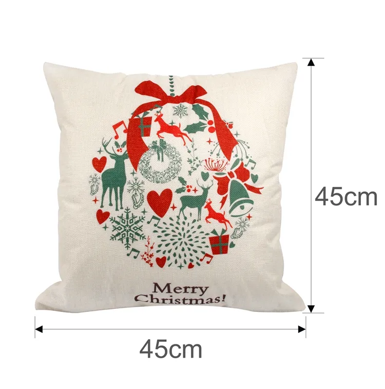 45 * 45 cm kussensloop Kerstversiering voor thuis Santa Clause Kerstherten katoen linnen kussenhoes Home Decor