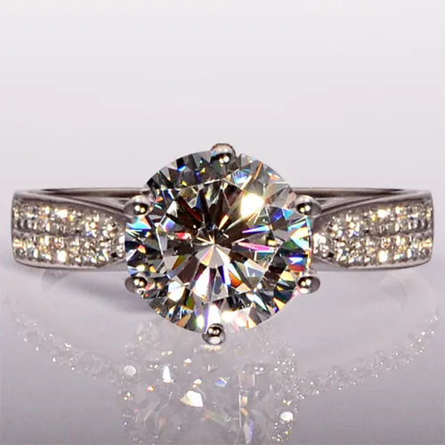 Free shipping Round cut Hot 4ct Topaz Diamonique simulated diamond 14KT white Gold Filled GF Engagement Women Wedding Ring Sz 5-11