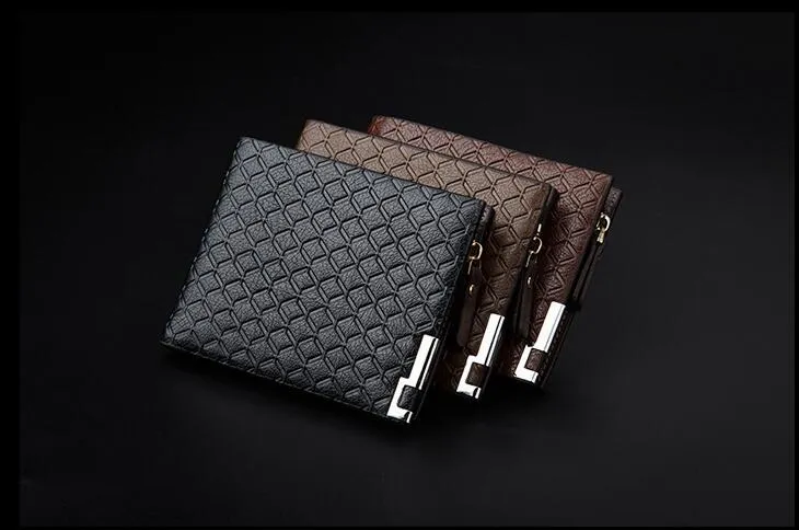 2017 Portafogli in pelle PU di alta qualità per uomo d'affari Designer Bifold Portamonete porta carte plaid Portafogli moda borsa