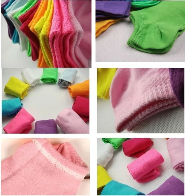 Rainbow Colors Cotton Ship Meias Curtas Para Menina Invisível Meias Meias Tornozelo Fino Atacado 50 pares / lote Frete Grátis