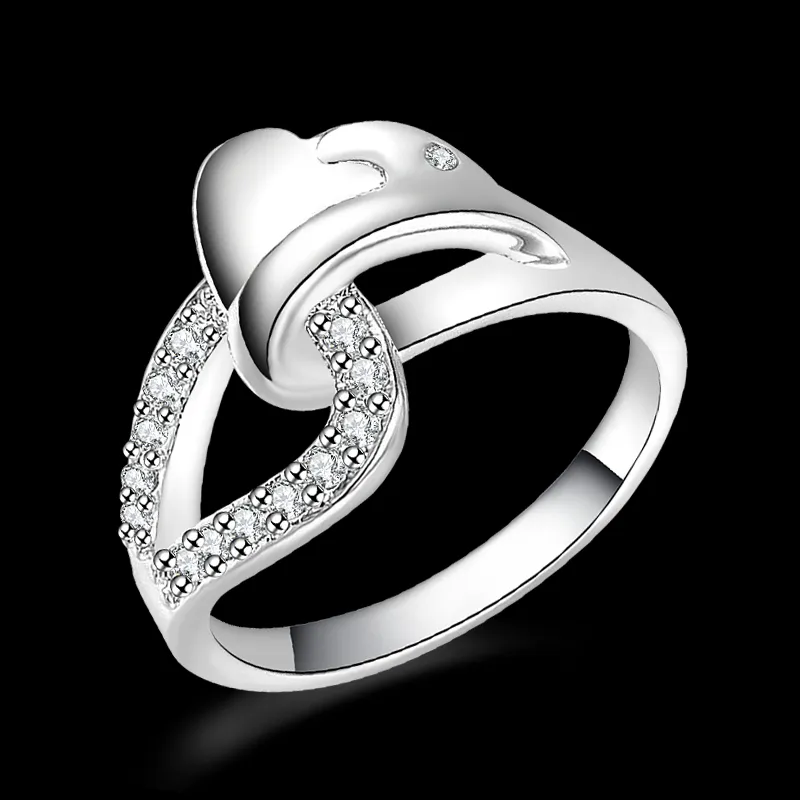 New 925 Sterling Silver fashion jewelry Heart zircon S ring hot sell girl gift 1492