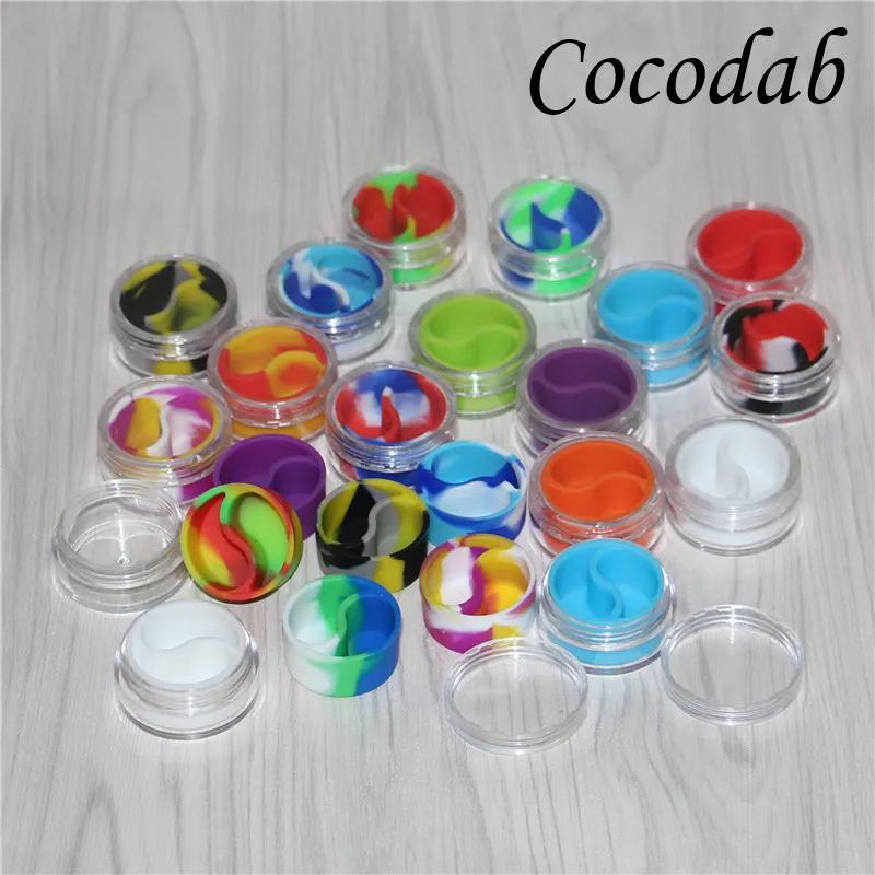 10ml Clear Acrylic Silicone Wax Jar Koncentratbehållare Nonstick Silikon Dab Hash Olja Dry Herb Storage Jars 100 Matkvalitet Silikonbox