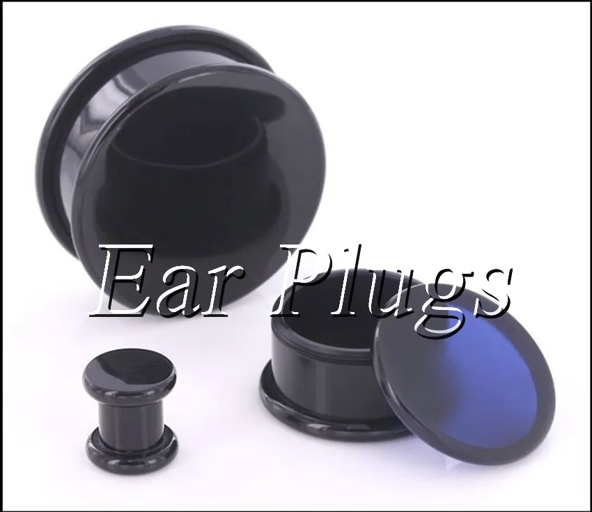 Box Plugs Black Acrylic Thread Hollow Center Stash Ear Plug Gauges Ear