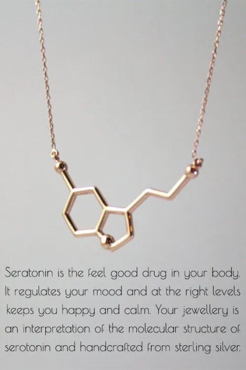 Collier de molécule simple Formule chimique Collier 5-HT Hormone Structure moléculaire Collier ADN infirmière bijoux pour femmes hommes