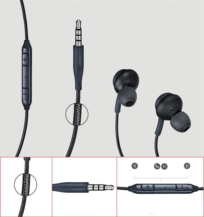 S8 in-ear Stereo Cell Phone Earphones with Mic Volume Control Low Bass Noise Isolating Earbuds for Samsung galaxy S9