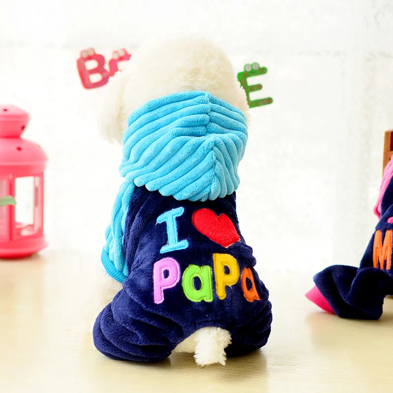 2017 Fashion I love papa and mama winter Pet Dog Clothes Clothing For Pet Small Large Dog Coats Jackets for chihuahua6300818