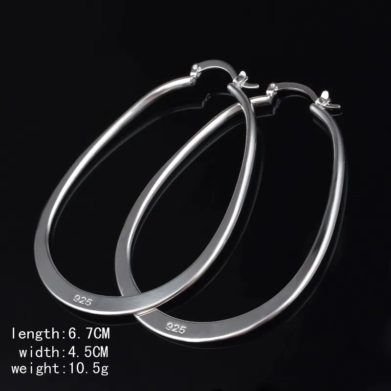 Cheap 925 sterling silver plated large hoop earrings TOP quality fashion jewelry for women 