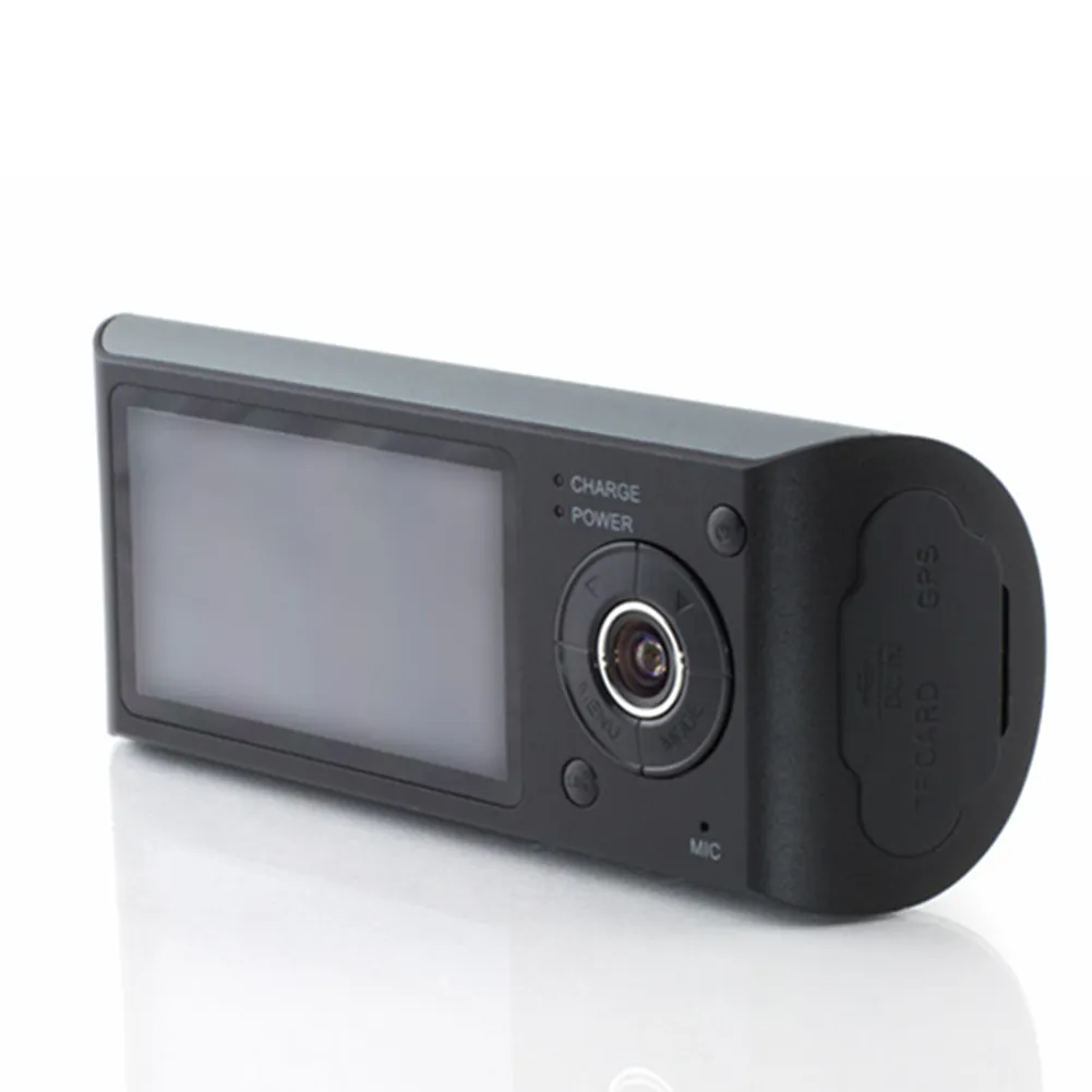 R300 27 quotLCD grandangolare ad alta definizione Dual Lens Dash Cameras Videocamera auto GPS Logger e Gsensor R300 DVR auto R3008167815