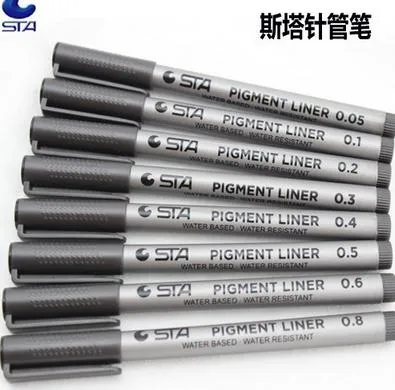 STA 8050 絵画デザインペン防水色落ちしない黒フックラインメーカーペンソフトチップブラシペンアート描画ペン 0.05 ミリメートル-0.8 ミリメートルドロップシッピング