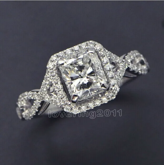 taille 5-10 gros princesse bijoux de fiançailles topaze blanche 925 argent sterling rempli mariage Diamonique simulé bague en diamant ensemble cadeau